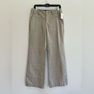 Nanette Lepore NWT Striped Restless Wide Leg Cotton Trouser Pants Khaki Grey,  6